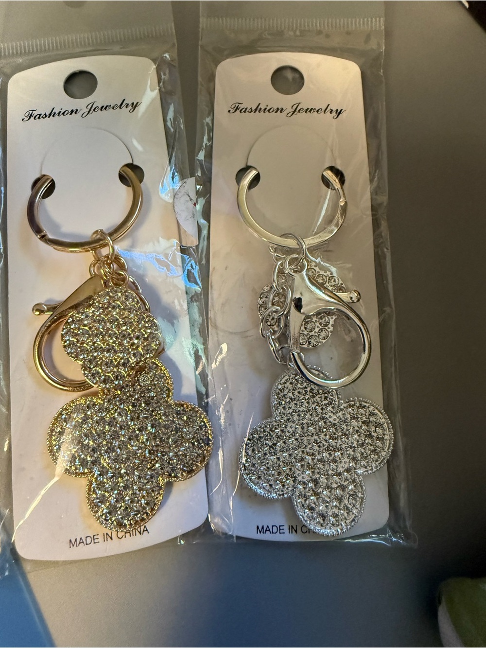 Sparkling Clover Keychain Bundle- Gold and Silver